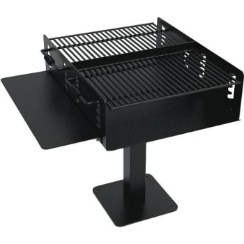 Image for 1008 Sq. In. Bi-Level Pedestal Grill W/ Shelf And Ground Post (Black) from HD Supply
