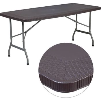 Image for 67.5 in. Plastic Tabletop Metal Frame Folding Table (Brown) from HD Supply