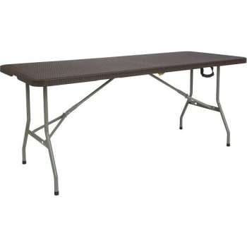 Image for 71 in. Plastic Tabletop Metal Frame Folding Table (Brown) from HD Supply