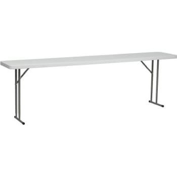 96 in. Plastic Tabletop Metal Frame Folding Table (White)
