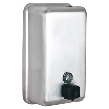 Alpine Industries 1200ml Vertical Manual Surface-Mounted Soap Dispenser (Stainless Steel)