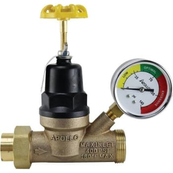 Image for Apollo 1/2 in. FNPT x 3/4 in. MNPT Lead-Free Pressure Reducing Valve w/ Gauge (Bronze) from HD Supply