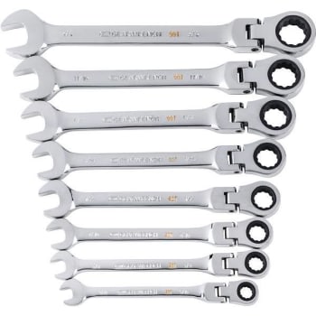 Gearwrench 90-Tooth SAE Ratcheting Flex-Head Combo Wrench Set w/ Tray