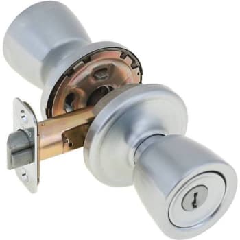Image for Kwikset Abbey Exterior Entry Door Knob (Satin Chrome) from HD Supply