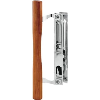 Image for Diecast Flush-Mount Sliding Door Lock w/ Handle (Chrome/Wood) from HD Supply