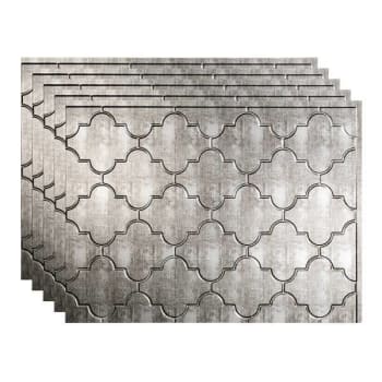 Fasade 18x24 Monaco Backsplash Panel, Crosshatch Silver, Package Of 5