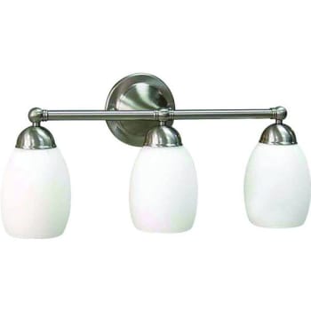 Image for Volume Lighting 3-Light 24.5brushed Nickel Vanity Light, Etched White Glass from HD Supply