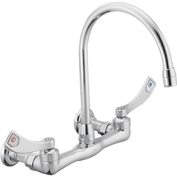 Image for Moen M-Dura Comm 2-Handle Wall Mounted Kitchen Faucet Wristblade Handles (Chrome) from HD Supply