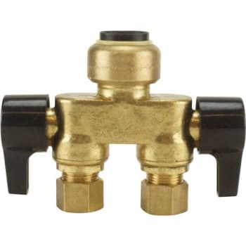 Image for Tectite 1/2 Brass Push-To-Connect X 3/8 Inline Compr Dual Shut-Off Valve from HD Supply