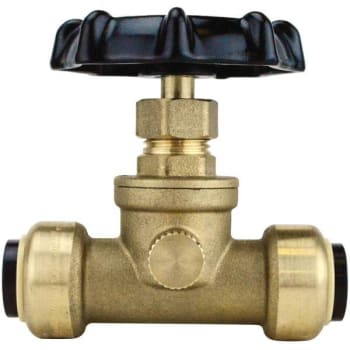 Tectite 1/2 Brass Push-To-Connect Stop Valve With Drain