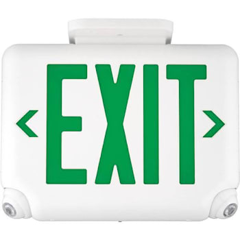 Image for Dual-Lite 2.4 W Equivalent Integrated LED White W/ Green Letters Combination Emergency/Exit Sign W/ Remote Capacity from HD Supply