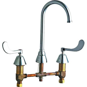 Chicago Faucets Hospital Sink Faucet 5.25gooseneck Spout Wristblade Handles