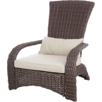 Image for Patio Sense Deluxe Coconino Stationary Wicker Patio Adirondack Outdoor Lounge Chair W/ Beige Cushion from HD Supply