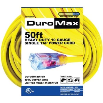 Image for Duromax 50 Ft. 10 Ga Portable Generator Single Tap Extension Power Cord from HD Supply