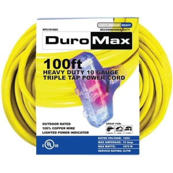 Image for Duromax 100 Ft. 10 Ga Portable Generator Triple Tap Extension Power Cord from HD Supply