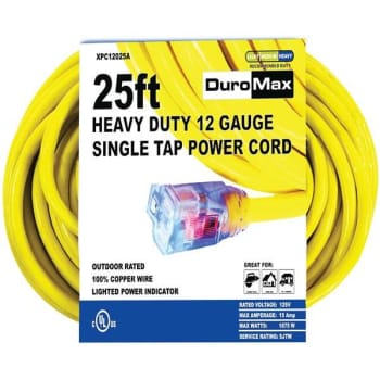 Image for Duromax 25 Ft. 12 Ga Portable Generator Single Tap Extension Power Cord from HD Supply