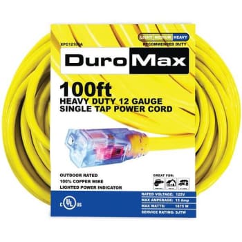 Image for Duromax 100 Ft. 12 Ga Portable Generator Single Tap Extension Power Cord from HD Supply
