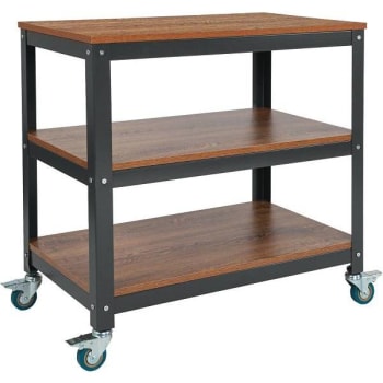 Image for Carnegy Avenue 29.75 In. 3-Shelf Cart Bookcase With Lock (Brown Oak) (Black Metal) from HD Supply