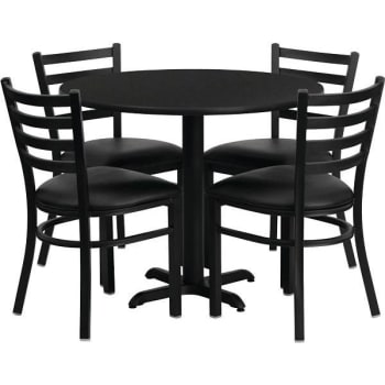 Image for Carnegy Avenue 5-Piece Table and Chair Set (Black Top) (Black Vinyl Seat) from HD Supply