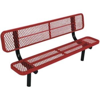 Everest 6 Ft. In-Ground Mount Park Bench W/ Back (Red)