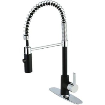 Image for Kingston Brass Single-Handle Kitchen Faucet With Pull-Down Sprayer (Matte Black And Chrome) from HD Supply