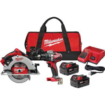 Milwaukee M18 18v Li-Ion Brushless Hammer Drill And Saw Combo W/ Two 4.0 Ah Batteries