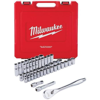 Milwaukee 1/2 in. Drive SAE/Metric Ratchet And Socket Mechanics Tool Set
