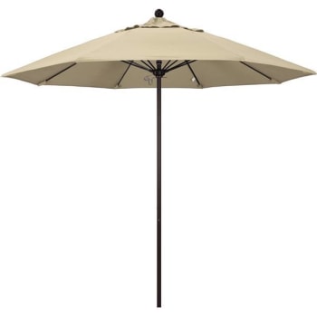 California Umbrella 9' Venture Series Umbrella, Fiberglass Ribs, Bronze Aluminum Pole, Sunbrella Antique Beige Fabric