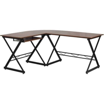 Image for Carnegy Avenue 87 L-Shaped Computer Desk With Keyboard Tray (Brown) from HD Supply