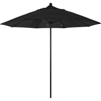 California Umbrella 9 Ft. Bronze Aluminum Patio Umbrella W/ Fiberglass In Black Sunbrella