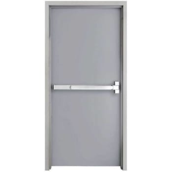 Armor Door 36 In. X 80 In. Fire-Rated Left-Hand Flush Steel Commercial Door W/ Knock-Down Frame And Hardware (Gray)