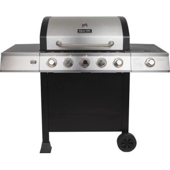 Image for Dyna-Glo 5-Burner Open-Cart Propane Gas Grill w/ Side Burner (Stainless Steel) from HD Supply