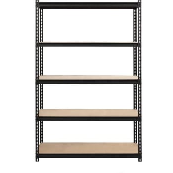 Iron Horse Riveted Steel Shelving 5-Shelf Unit 48 W X 72 H X 24 D (Black)