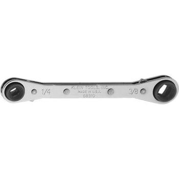 Klein Tools 3/16 In. And 1/4 In. Square X 1/2 In. And 9/16 In. Hex Ratcheting Refrigeration Wrench