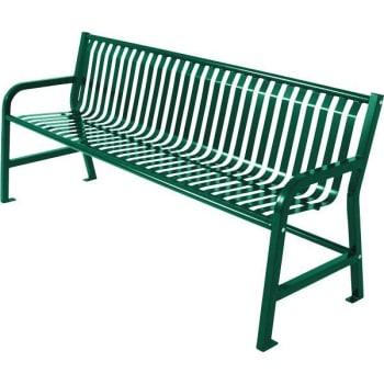 Plaza 6 ' Green Steel Strap Bench With Back