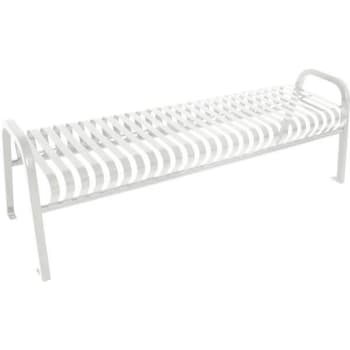 Image for Plaza 4 Ft. Steel Strap Bench Without Back (White) from HD Supply