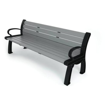 Image for Heritage 6 Ft. Gray Planks W/ Black Frame Recycled Plastic Bench from HD Supply