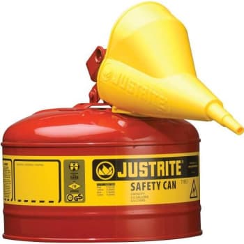 Justrite Safety Can 2.5 Gal. With Funnel (Red)