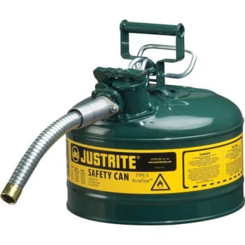 Justrite Safety Can 2.5 Gal. With Hose (Green)