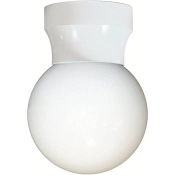 Image for Liteco White Screw Neck Outdoor Fulsh Mount Ceiling Pocket Globe Lantern from HD Supply