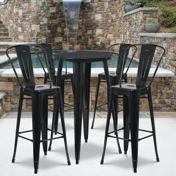 Image for Carnegy Avenue Black 5-Piece Metal Round Outdoor Bistro Set from HD Supply