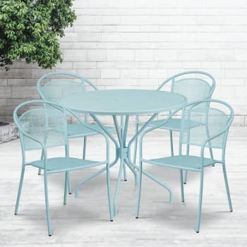 Image for Carnegy Avenue Blue 5-Piece Metal Round Outdoor Bistro Set from HD Supply