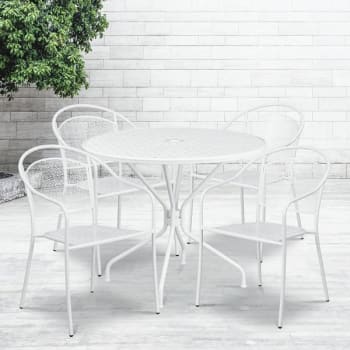 Image for Carnegy Avenue White 5-Piece Metal Round Outdoor Bistro Set from HD Supply