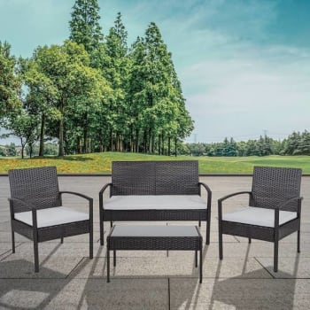Image for Carnegy Avenue Black 4-Piece Wood Patio Conversation Set from HD Supply