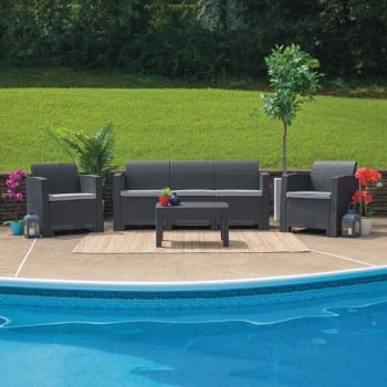 Image for Carnegy Avenue Dark Gray 4-Piece Wood Patio Conversation Set from HD Supply
