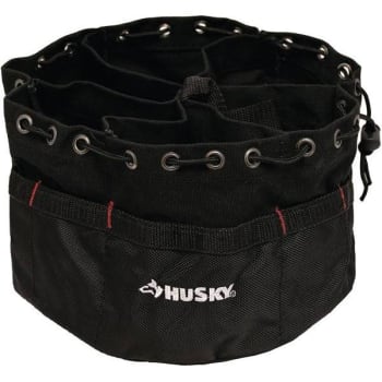 Image for Husky 10 in. Black 19-Compartment Heavy-Duty Canvas Parts Organizer Bucket Storage Tool Pouch from HD Supply