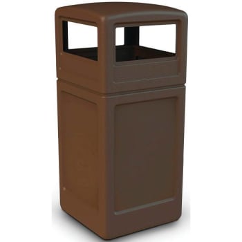 Image for Polytec 42 Gal. Brown Square Trash Can W/ Dome Lid (Brown) from HD Supply