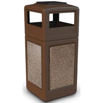 Image for Stonetec 42 Gal. Square Trash Can W/ Ashtray Lid (Brown/Riverstone) from HD Supply