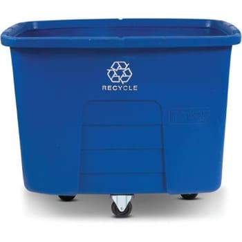 Toter 16 Cu. Ft. 500 Lb. Capacity Recycle Symbol Heavy-Duty Manual Cube Truck (Blue)