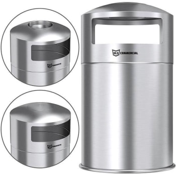 Image for HLS Commercial 50 Gal. Dual Side-Entry Trash Can W/ Removable Ashtray (Stainless Steel) from HD Supply